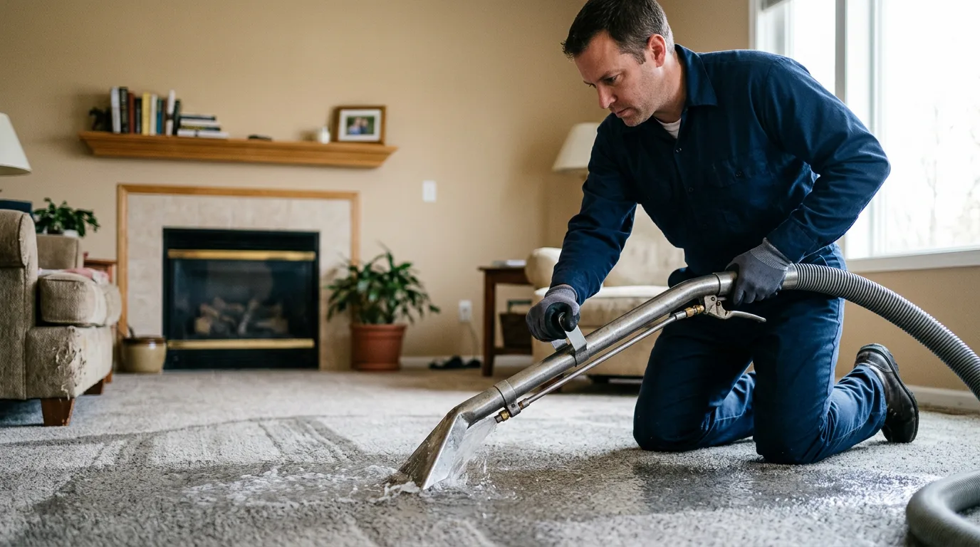 Water damage restoration technician working near Shartlesville, PA